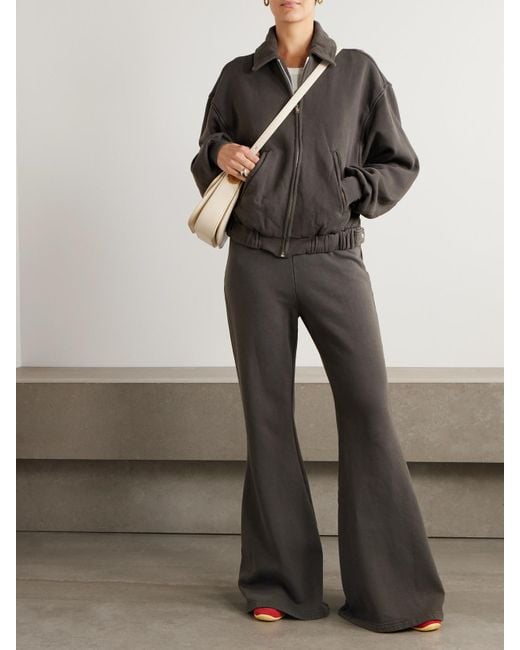 Les Tien Gray Cotton-Jersey Flared Track Pants