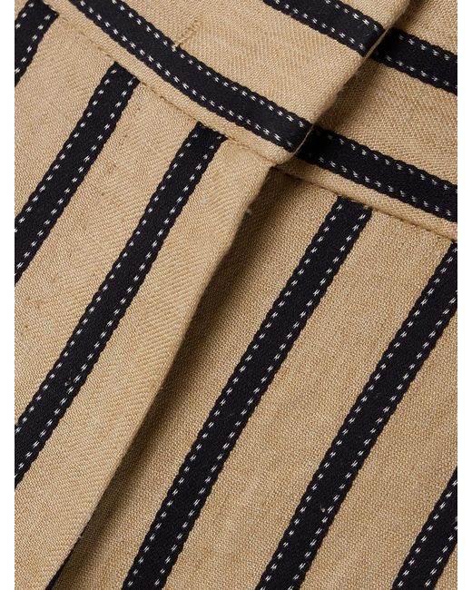 Max Mara Yellow Cestino Striped Linen-Cotton Palazzo Trousers