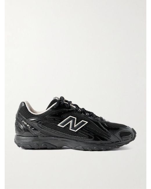New Balance Black 204L Paneled Patent-Leather And Mesh Sneakers