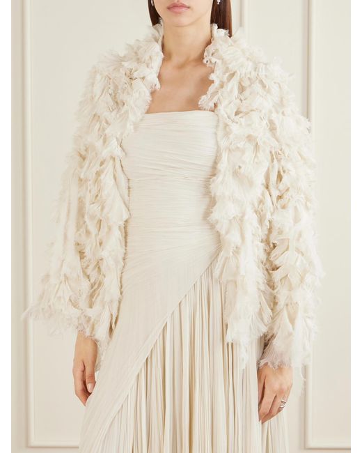Marmar Halim Natural Layered Cape-Effect Georgette Jacket