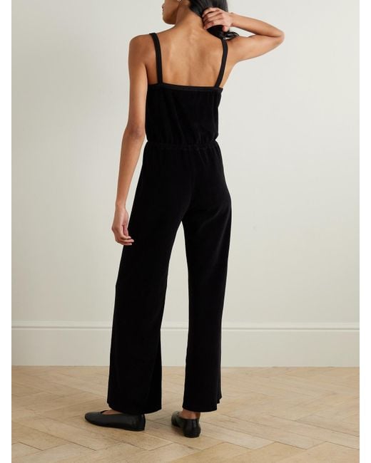 Suzie Kondi Black Elma Cotton-Blend Velour Jumpsuit