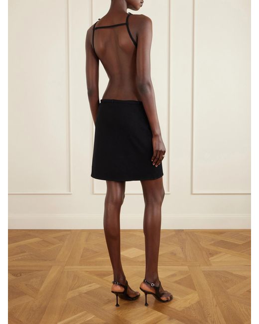 Courreges Black Open Back Jersey Mini Dress