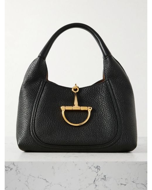 Gucci Black Softbit Medium Textured-Leather Tote