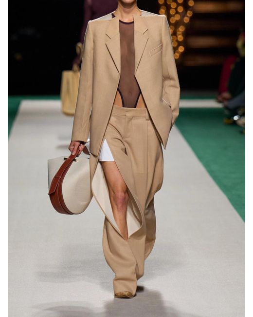 Victoria Beckham Natural Wool-Blend Blazer