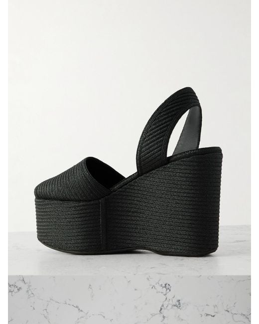 Alaïa Black Slingback-Wedges Aus Stroh Mit Plateau
