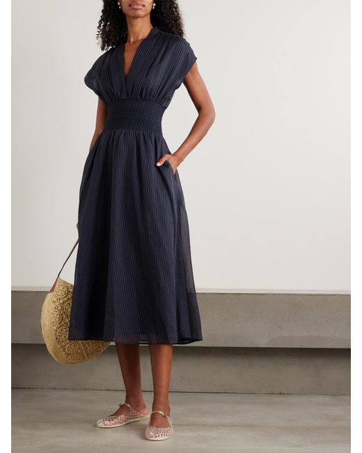 Tory Burch Blue Kleid Mit Gestreiftem Muster