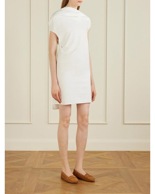 Khaite White Milly Embellished Whipstitched Suede Loafers