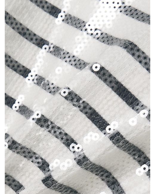 FRAME Gray Sequined Striped Organic Cotton-Jersey T-Shirt