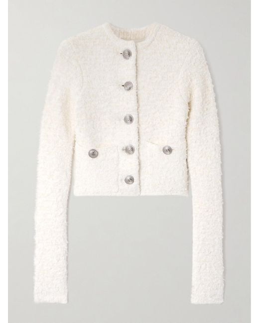 Balenciaga Natural Verkürzter Cardigan Aus Tweed Aus Einer Baumwollmischung