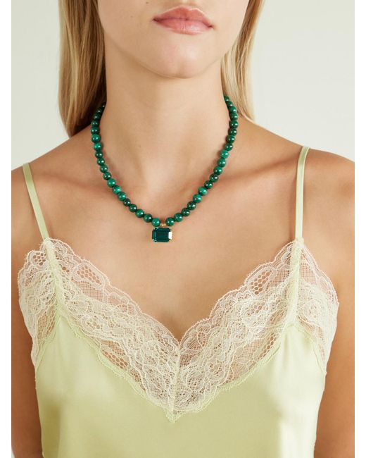 Jennifer Behr Green Sidonie-Tone Malachite And Crystal Necklace