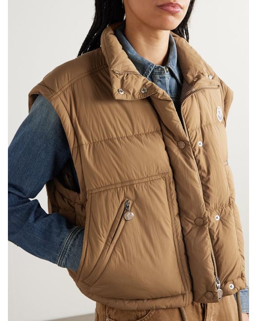 Moncler Natural Selle Cropped Quilted-Shell Down Jacket