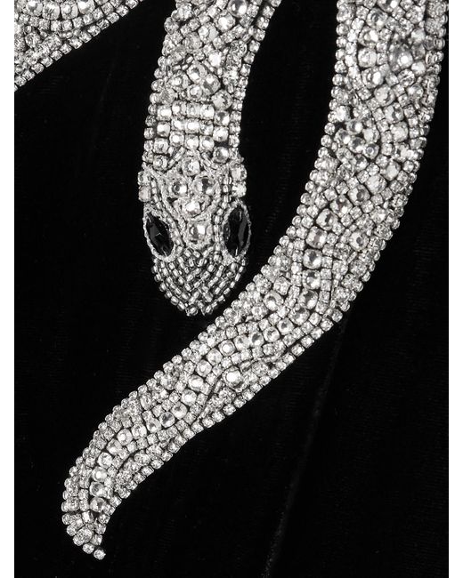 Saloni Black Justine One-Shoulder Embellished Velvet Gown