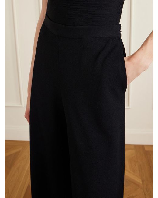 Ralph Lauren Blue Stretch-Jersey Mid-Rise Wide-Leg Pants