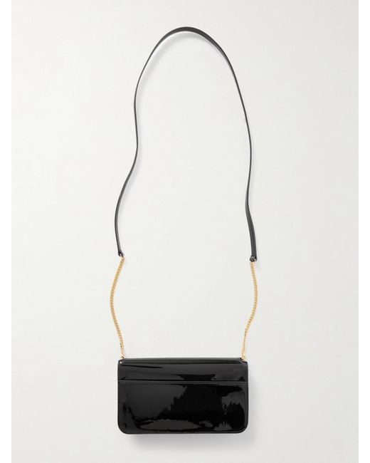 Saint Laurent White Cassandre Strap Smartphone-Hülle Aus Lackleder