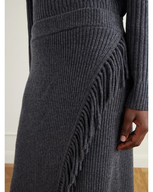 Jonathan Simkhai Gray Casey Draped Wool And Cashmere-Blend Skirt