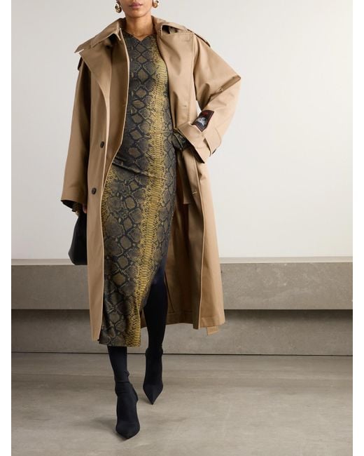 Jean Paul Gaultier Natural Mehrlagiger Trenchcoat Aus Baumwoll-Twill Mit Applikation Und Bindegürtel