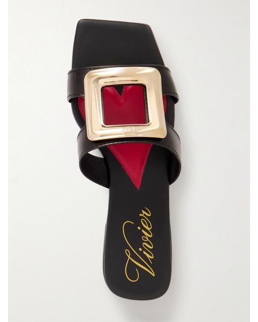 Roger Vivier White Nagoya Pantoletten Aus Leder Mit Cut-Outs Und Verzierung
