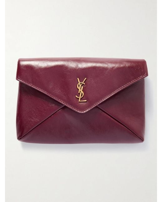 Saint Laurent Red Cassandre Große Clutch Aus Glanzleder