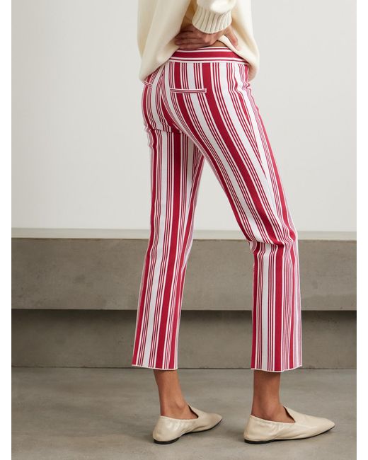 High Sport Red Louis Cropped Striped Cotton-Blend Straight-Leg Pants