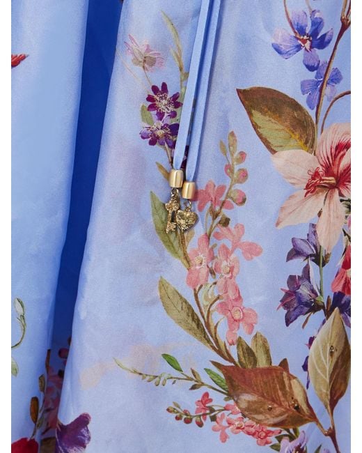 Robe Longue En Soie À Imprimé Fleuri Et À Fronces Patience Zimmermann en coloris Blue