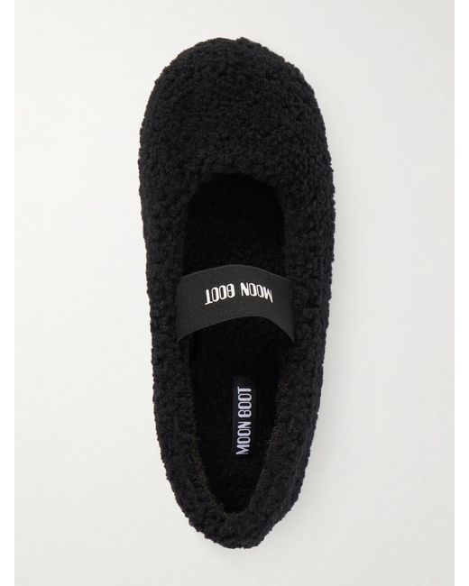 Moon Boot Black Shearling Ballet Flats