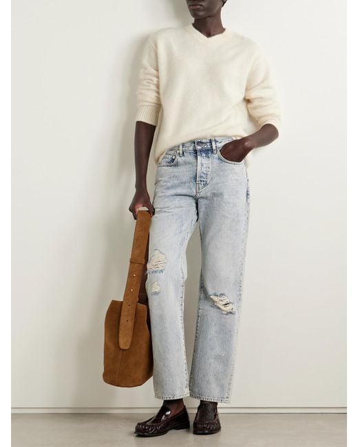 Kallmeyer White Lena Brushed-Cashmere Sweater