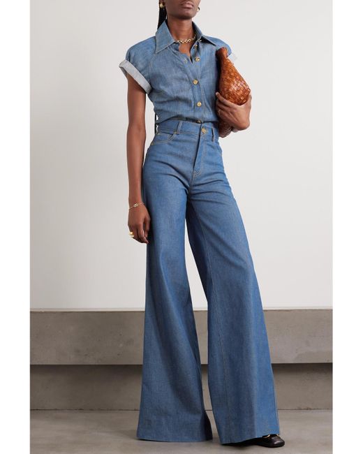 Zimmermann Blue Matchmaker High-Rise Wide-Leg Jeans