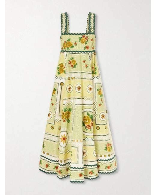 ALÉMAIS Metallic Dixie Pleated Floral-Print Cotton-Poplin Midi Dress