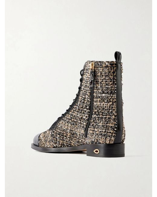 JENNIFER CHAMANDI Black Brando 20 Leather-Trimmed Tweed Ankle Boots
