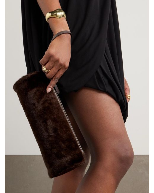 Proenza Schouler Brown Silo Shearling Clutch