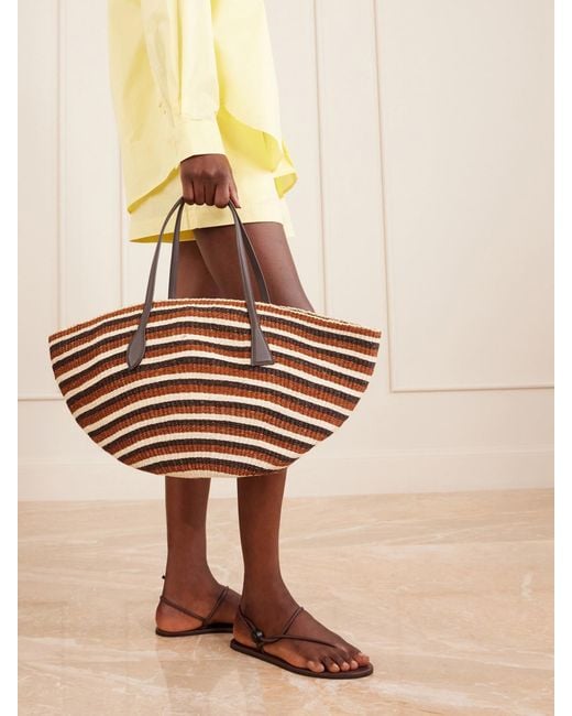 Liffner Multicolor Sprout Striped Leather-Trimmed Sisal Tote