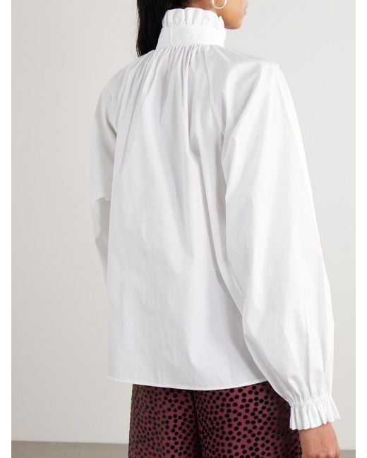 Blouse En Popeline De Coton À Volants Et À Liens Icon Cerere LaDoubleJ en coloris White