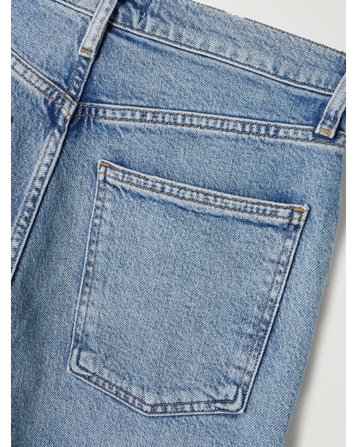 Agolde Blue '90S Pinch Waist Cropped Distressed Mid-Rise Straight-Leg Jeans