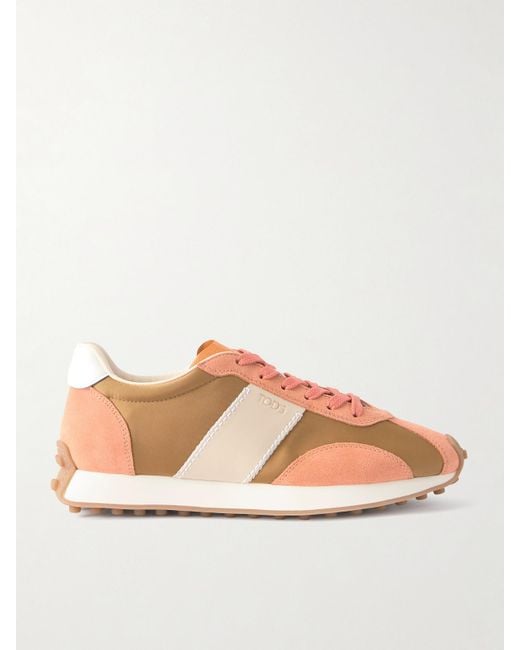 Tod's Pink Sportivo Active Sneakers Aus Shell Mit Veloursleder- Und Lederbesätzen