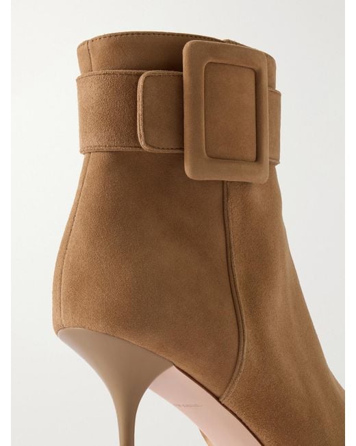 Roger Vivier Brown Viv Ville 85 Suede Ankle Boots