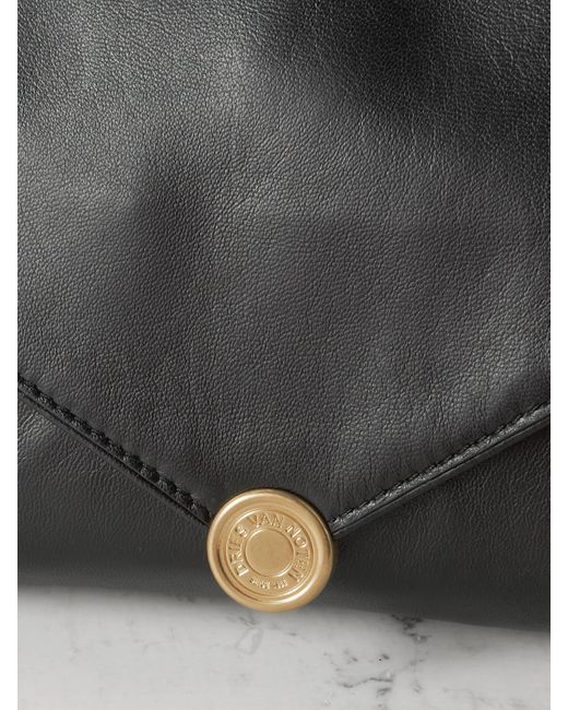 Dries Van Noten Black Clutch Aus Strukturiertem Leder