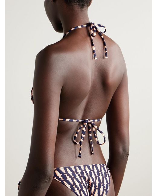 LaDoubleJ Blue Printed Triangle Bikini Top