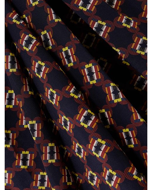 Dries Van Noten Brown Midikleid Aus Bedrucktem Seiden-Crêpe Mit Wickeleffekt
