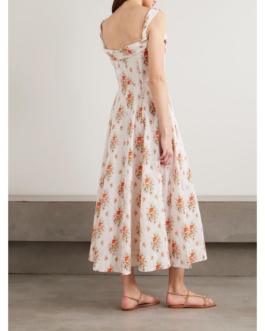 Doen Natural Clea Ruffled Floral-Print Organic Cotton Midi Dress