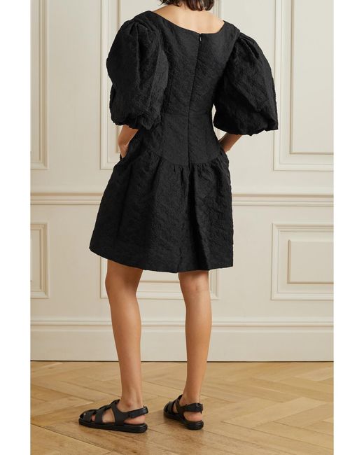 Simone Rocha Black Layered Tiered Cloqué Mini Dress