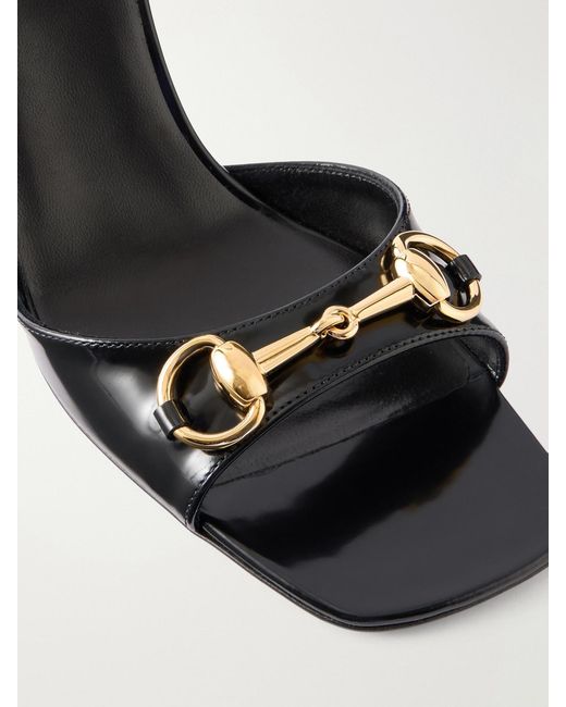 Gucci White Signora Horsebit-Embellished Leather Sandals