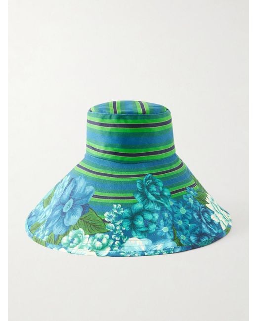 ALÉMAIS Blue Margo Printed Cotton-Twill Sunhat