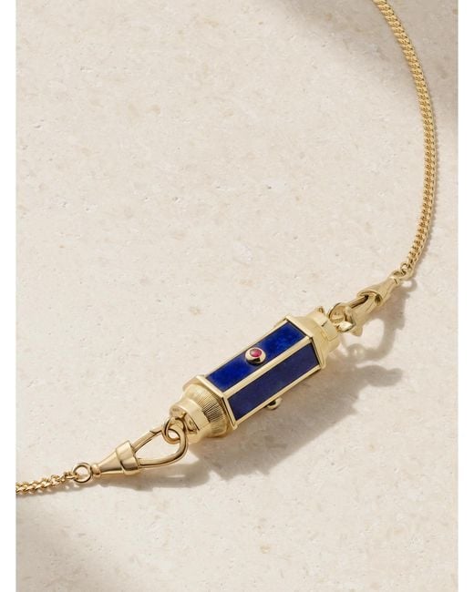 Marie Lichtenberg Natural Baby Locket 18-Karat, Lapis Lazuli And Ruby Necklace