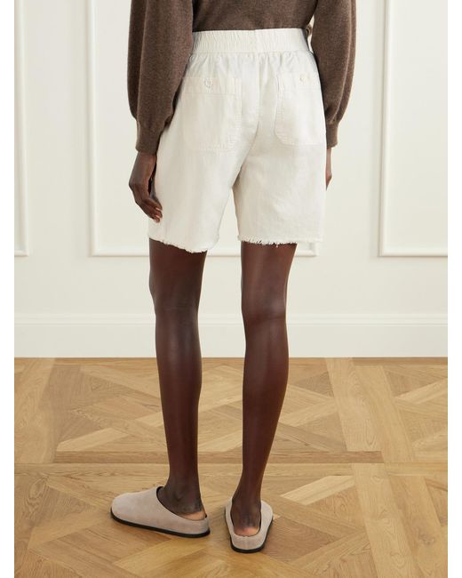 James Perse Natural Lyocell, Linen And Cotton-Blend High-Rise Utility Shorts