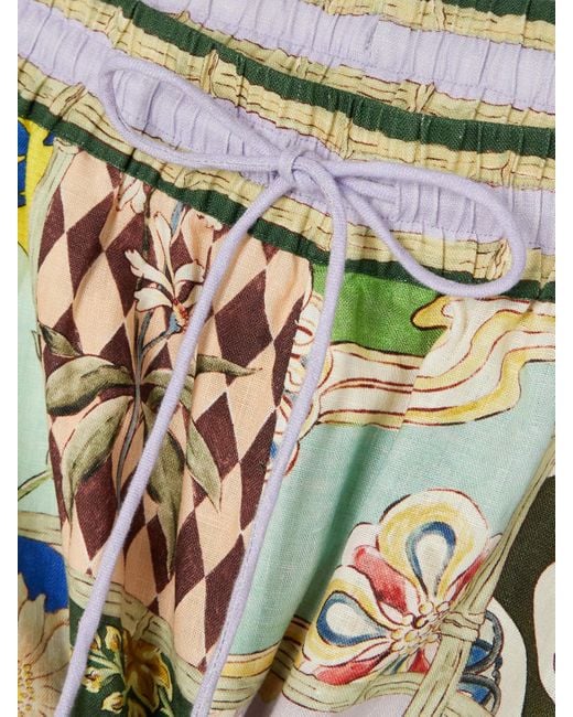 ALÉMAIS Blue Bianca Shorts Aus Bedrucktem Leinen