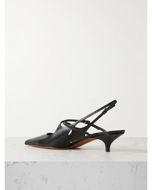 Proenza Schouler Black Slash Patent-Leather Slingback Pumps