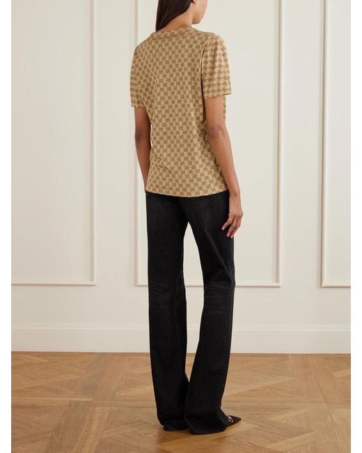 Gucci Natural Gg Supreme Jacquard Cotton-Jersey T-Shirt