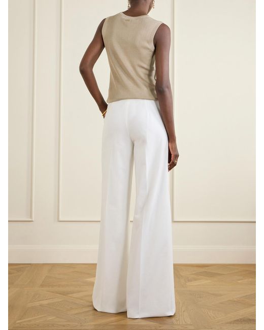 Max Mara White Cotton-Piqué Wide-Leg Pants