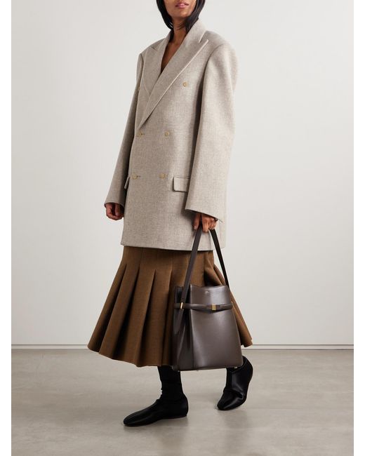 Carven Natural Double-Breasted Wool Blazer