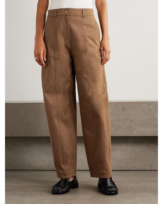 Moncler Natural Hose Mit Geradem Bein Aus Gabardine Aus Einer Baumwollmischung Mit Applikation